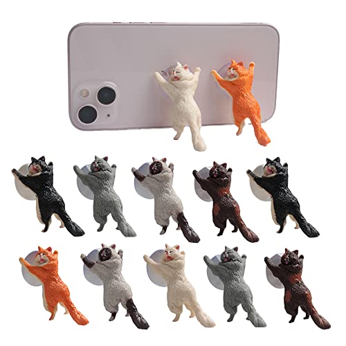 Opexicos 12Pcs Creative Desktop Cat Cat Rescue Team Suction Cup Mobile Phone Stents Cartoon Cute Kitten Gift