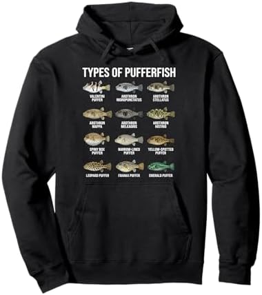 Types of Pufferfish, Pufferfish Species, Marine Fish Chart Pullover Hoodie