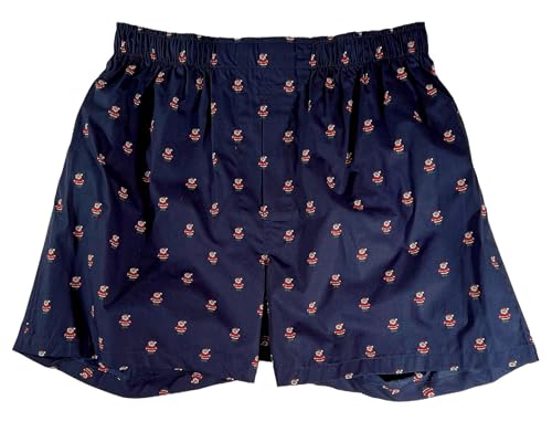BROOK BROTHERS UNDERWEAR MEN'S CHRISTMAS HOLIDAY LIMITED EDITION WOVEN BOXERS (LARGE, SANTA CLAUS NAVY)