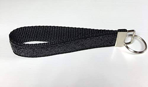 Black Glitter Keychain Wristlet for Women, Wristlet Keychain for Women