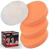 Orange Polish Pad, 3Pcs 5.5 Inch Face for 5 Inch Buffing Polishing Pads and Woolen Pads 125mm Backing Plate Compound Buffing Sponge for Car Buffer Polisher Compounding, Polishing and Waxing