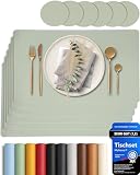 Mahewa&reg; 6er Set Premium Tischset aus Kunstleder - Platzset abwaschbar und wasserdicht - Platzdeckche