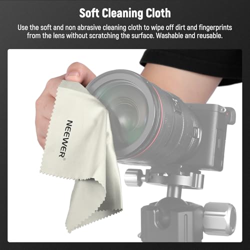 Kit de tapas para lente Neewer de 67 mm (2 unidades), tapa con correa anti-pérdida y paño de limpieza, compatible con lentes de cámaras Canon, Nikon, Sony, Fujifilm y Panasonic de diámetro 67 mm miniatura 7