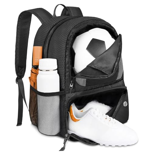 Syutokul Soccer Backpack 13x17x8 Capacious Soccer Bag with Ball & Shoes Compartment Breathable Multi-Use Volleyball Backpack for Carrying, Basketball, Football..