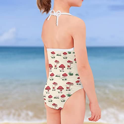 Image of Pinupub Girls One Piece Swimsuit Off Shoulder Halter Neck Cute Fashion Hawaiian Tropical Bathing Suit