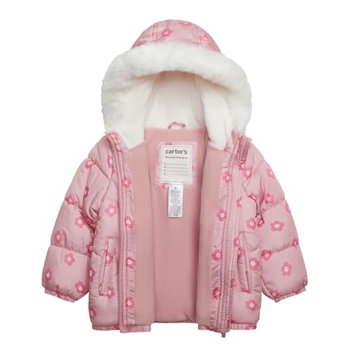 Carter's girls 2-piece Snowsuit Faux Fur Trimmed Hooded Puffer Jacket and Ski Bib Set2