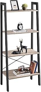 Yaheetech 4-Tier Ladder Shelf Industrial Bookshelf & Bookcases Plant Stand with Steel Frame for Living Room Bedroom Kitchen Study, Gray