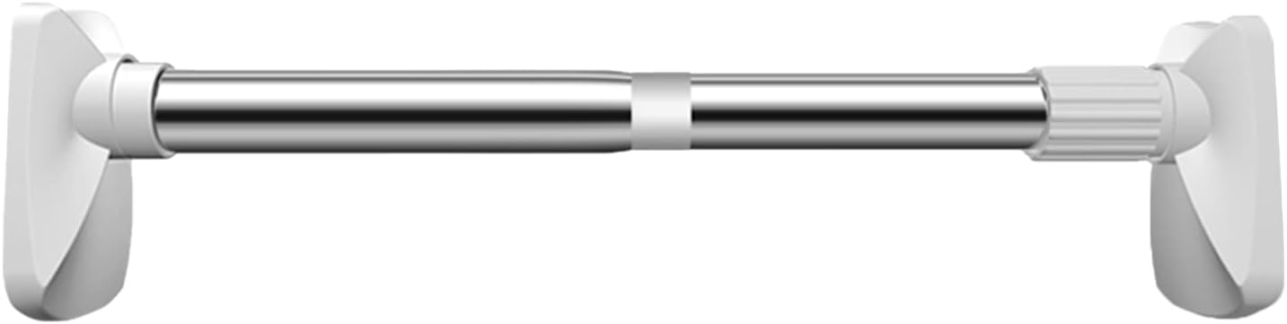 GLOGLOW Hanging Rod Tension Curtain Rod, Expandable Spring, 26 to 42 Inches, White, Stainless Steel, No Drilling Installation, for Bathroom and Closet Daily Bathroom Use (H44959-3)