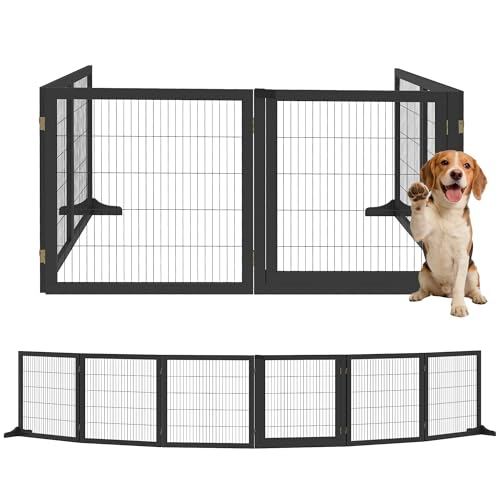PawHut Barrière de sécurité Chien Pliable à 6 Panneaux, autoportante avec Pieds de Support Amovibles, barrière Chien intérieur en Bois de pin, pour...