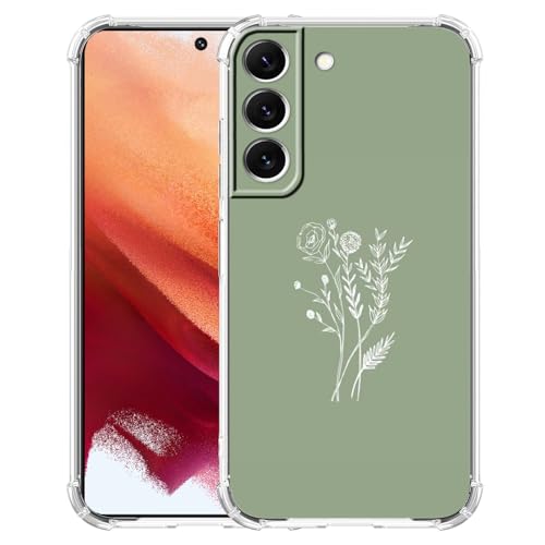 Sage Green Flower Case for Samsung Galaxy S21/S30, Aesthetic Minimalist Artsy Botanical Pattern Case,Soft TPU tective Cover Compatible with Galaxy S21/S30