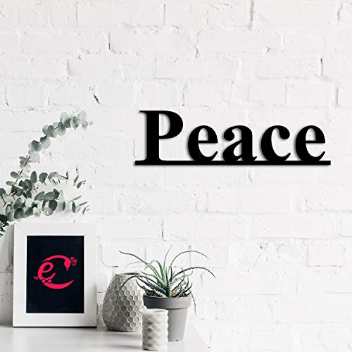 Image of eCraftIndia Peace Black Engineered Wood Wall Art Cutout, Ready to Hang Home Decor