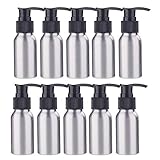 El paquete incluye: Incluye 10 botellas de bomba de aluminio con bomba negra, cada botella tiene capacidad para 50 ml de líquido, mide 11 cm de altura y 3,5 cm de diámetro.