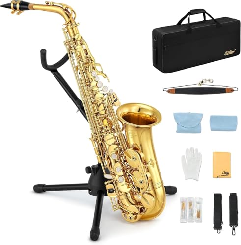 Eastar サックス アルトサックス Eb Saxophone ゴールドラッカー サクソフォン ケース付き お手入れセット サックス 初心者 AS-Ⅱの画像