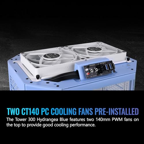 Image of Thermaltake Tower 300 Hydrangea Blue Micro-ATX Case; 2x140mm CT Fan Included; Support Up to 420mm Radiator; Optional Chassis Stand Kit Allows Horizontal Display; CA-1Y4-00SFWN-00; 3 Year Warranty