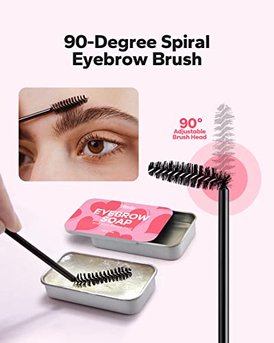 Meto Eyebrow Soap(2 Count), Brow Soap(0.6 Ounce), Eyebrow Soap Kit, Long Lasting Waterproof Soap Brows, Eyebrow Soap Wax With Brow Brushes For Eyebrows, 3D Brow Styling Soap, Clear Eyebrow Setting Gel #TOP2