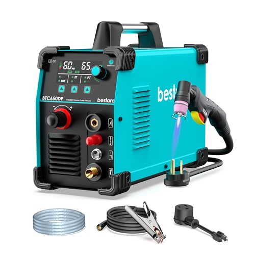 bestarc Plasma Cutter, [Pilot Arc] [Large LED Display] [Air Sensor] 65A bestarc Plasma Cutter Machine 110/220V Dual Voltage, 5/8 Inch Clean Cut 1 Inch Max Cut, Post Flow 2T/4T for Beginners DIY