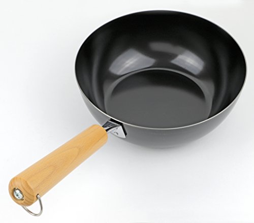 Wok de hierro con mango de madera, 20 cm, compatible con inducción miniatura 3