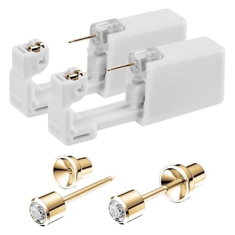 SugarTang Ear Piercing Gun Kit | Disposable Ear Piercing Kit Made in 316L Surgical Stainless Steel with Cubic Zirconia | At Home Self Ear Piercer Kit with Earrings Stud | 2-4Pack Cover