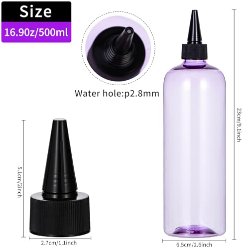 driew Frascos aplicadores para cabelo, frasco de apertar de cabelo roxo transparente de 500 ml para