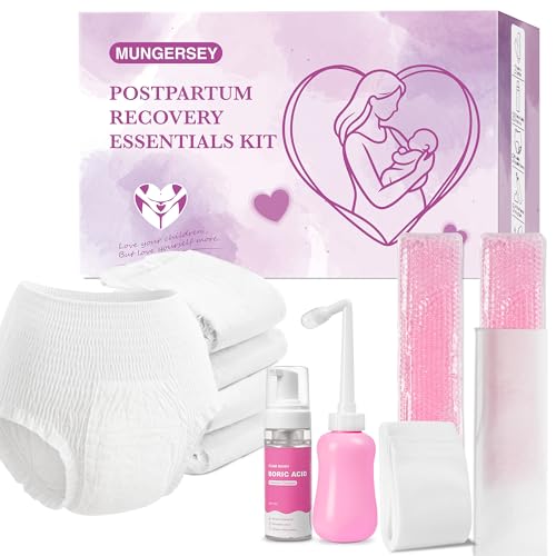 Image of 29PCS Postpartum Essentials Recovery Kit Labor Delivery Mom Care Kit Includes Peri Bottle Perineal Soothing Foam 5 Disposable Underwear 2 Reusable Perineal Ice Packs and 20 Cooling Foam Canvas Bag Set