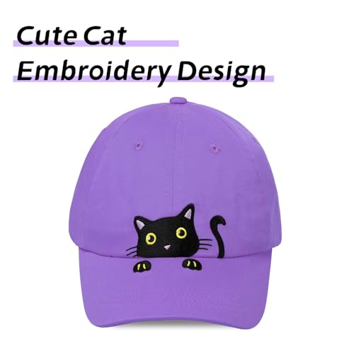 Girls Ponytail Hat Criss Cross Baseball Cap Cute Cat Embroidered Trucker Hat for Women3