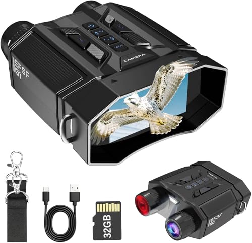 Night Vision Goggles & Binoculars with 1080P Video Camera, 4000mAh Rechargeable Battery, 32GB Card & 3" Screen, Backlit Buttons, 984ft Viewing Range, Gifts for Men/Dad/Husband, Camping Gear (Black)