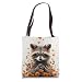 Raccoon Flowers With Hearts Around Boho Style Graphic Tote Bag
