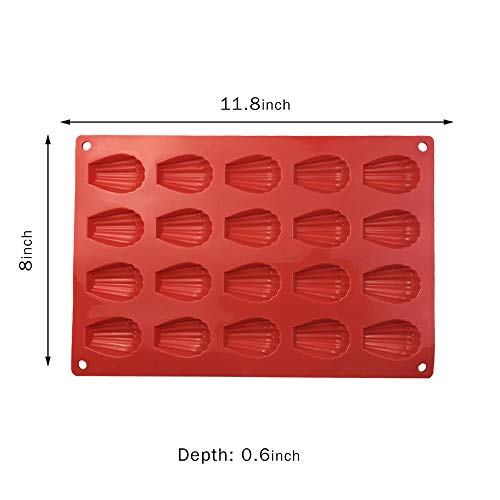 COKWO Silicone Madeleine Pan (2 Pack) - 20 Cavity Madeleine Mold for Baking, Cookie,Chocolate, Candy - Shell Shape Cake Mold Pan by COKWO - Image 2