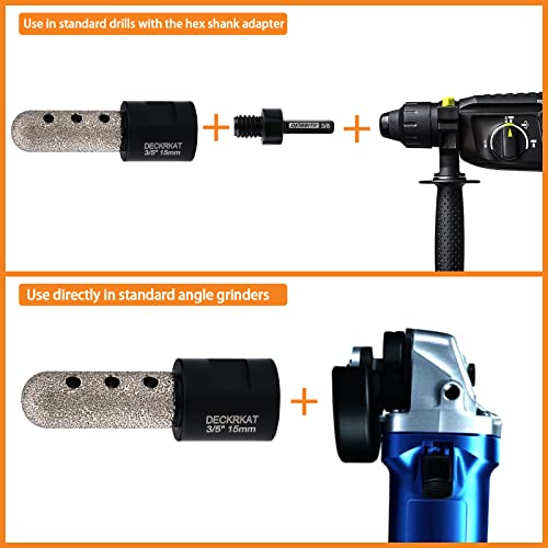 3/5Inch Diamond Finger Milling Bits Ball End,15Mm Dry Core Drill Bit With 5/8-11 Thread And 3/8" Hex Adapter For Angle Grinders And Drills To Enlarge, Shape Holes In Porcelain Tile Ceramic Granite #TOP2