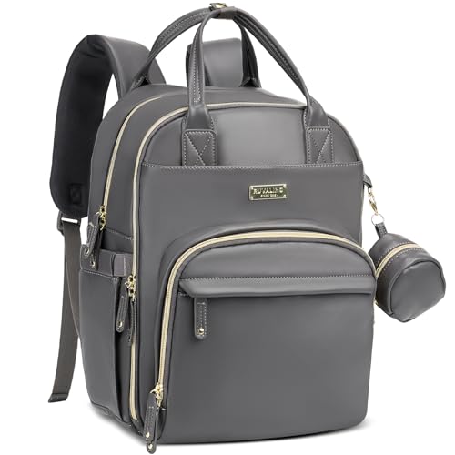 Image of RUVALINO Diaper Bag Backpack, Multifunction Travel Baby Diaper Bag with Changing Pad, Insulated Bottle Holders & Pacifier Case, Large Capacity,Waterproof, Iron Gray