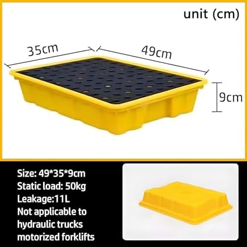 Modular Drum Spill Containment Pallet with Drain Outlet, Heavy-Duty Polyethylene Spill Tray 72x72x16cm, Ideal for Hazardous Material Storage and Environmental Protection