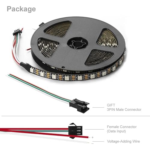 Tira de LED RGB WS2812B 16.4 pies 300 LEDs IP30 miniatura 5