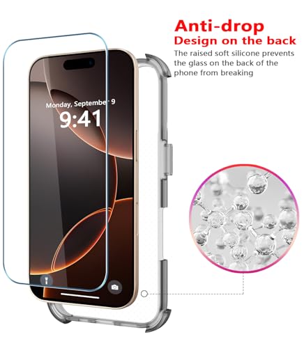 Image of Diverbox for iPhone 16 Pro Max Case [Shockproof] [Dropproof] [Tempered Glass Screen Protector + Camera Protectors] Heavy Duty Protection Phone Case Cover for Apple iPhone 16 Pro Max (Matte Black)