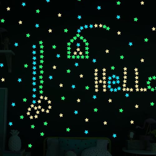 Pegatinas de estrellas que brillan en la oscuridad 3D y adhesivos de pared para techos infantiles 5
