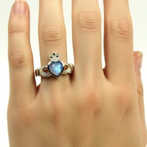 Image of Choose Your Color Natural Gemstone Irish Claddagh Silver Ring Friendship Love 55 Carat Brand Size 5 to 12