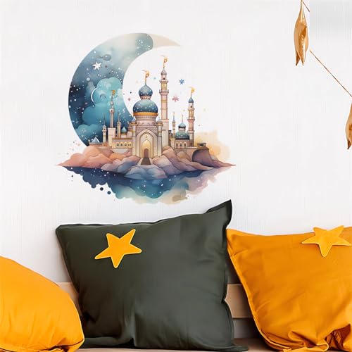 Vinilo decorativo mural Castillo azul para pared infantil miniatura 3