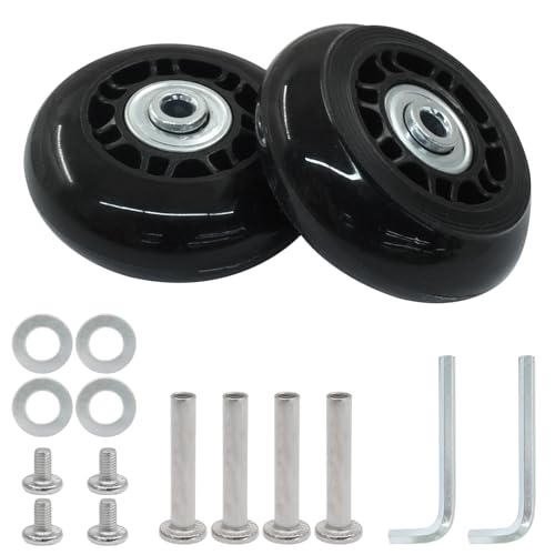 Qjaiune Juego de 2 ruedas de repuesto para equipaje, ruedas de maleta de 68 mm x 24 mm, ruedas giratorias de goma con accesorios de instalación, ruedas de repuesto de equipaje para caja de barra de