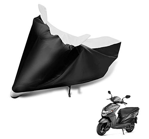 Image of Auto Hub Scooty Cover Compatible with Dio with Mirror Pocket, Dustproof, Heat Resistant, Triple Stitched, Dio Scooty Cover- Black, White