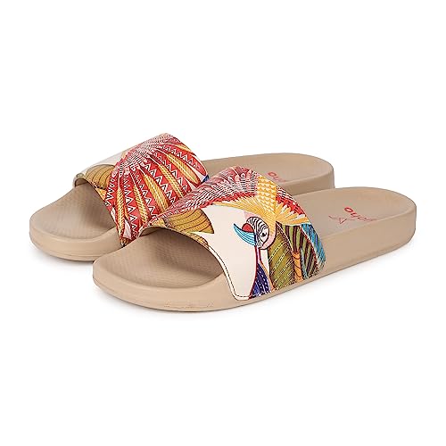 Image of YOHO Tropica Printed Comfortable Women Slides | Stylish Rainy Footwear & Waterproof Monsoon Sandals | Soft Inner Lining On Strap