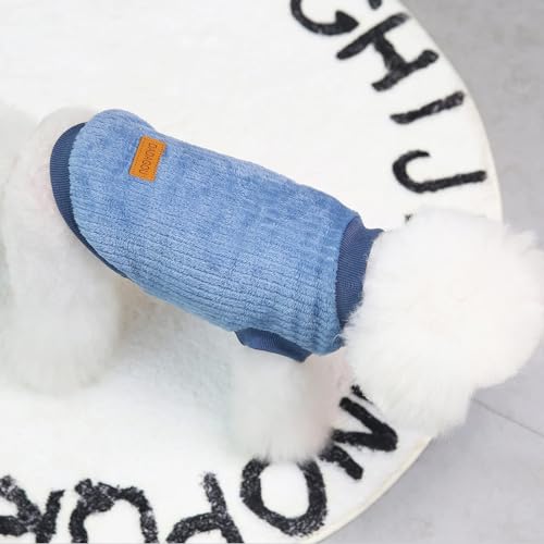 YAODHAOD Hundepullover, Hundekleidung, Plüsch, weich, dick, warm, für Winter, Hunde, Katzen, Aprikose (blau, S)