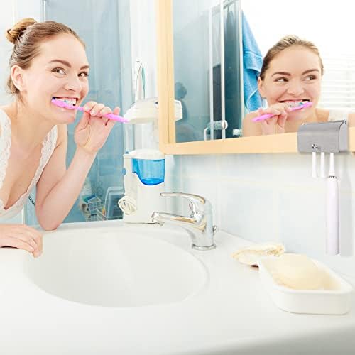 ANNGY Toothbrush Holder, 304 Stainless Steel Dustproof Wall Mounted Self Adhesive Toothbrush Storage Organizer Stand Rack (9cm(4 Brush Slots))