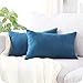 Topfinel Juego 2 Fundas Cojines Cama Sofas de Chenilla Algodón Lino Duradero Almohadas Decorativa de Color sólido para Sala de Estar sofás Camas sillas Dormitorio Jardín Coche 40x60cm Azul Oscuro