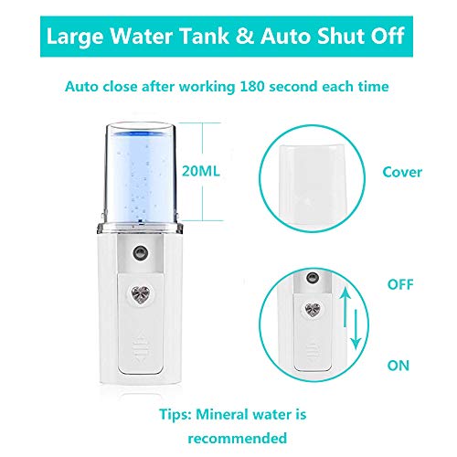 Pjy Nano Facial Steamer Mister Spray Eyelash Extensions Cleaning Pores Water Spa Moisturizing & Hydrating Face Sprayer Usb Rechargeable Mini Beauty Device - White (Nano Mister) #TOP2