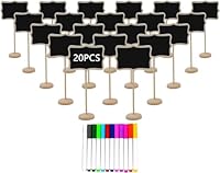 Scpehfy Kleine Kreidetafel Schilder mit Staffelei Stehen,20 Stück Mini Holzschilder Lebensmittel Etiketten für Party-Buffet,Tafeln Hochzeiten,Geburtstagsfeiern,Tischkarten Beschriften,Preisschilder