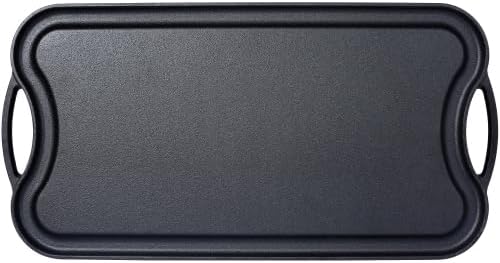 Pre-Seasoned Cast Iron Reversible Rectangular Grill/Griddle, Black,20inch x 10inch