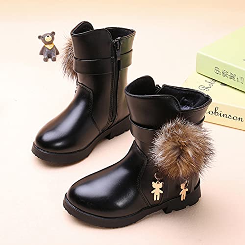 QINGCOMFACAI Kid's Girl's Waterproof Ankle Boots Side Zipper Fur Lined Winter Snow Boots(Toddler/Little Kid/Big Kid)2