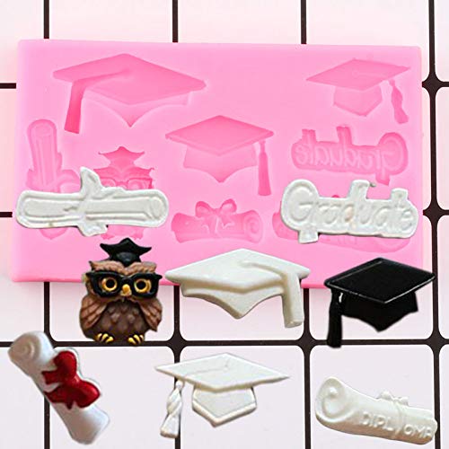 SHEANAON Tema de graduación Moldes de Silicona Tapa de Soltero Libro Cupcake Fondant Herramientas de decoración de Pasteles Moldes de Chocolate de Arcilla de Caramelo Cover