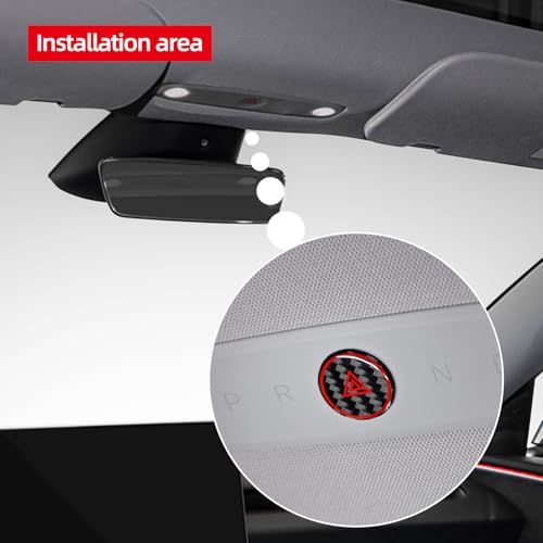 Image of BETTERHUMZ Car Interior Carbon Fiber Sticker Compatible with Tesla Model 3 Highland 2024 2026 Model Y Juniper 2025 Roof Warning Button Trim Reading Light Cover Accessories (Black)