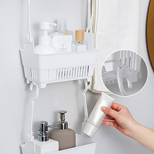 beertoy Storage Basket with Hanging Hook Household Shower Supplies Organizer for Bathroom Toilet Multifunctional Container Storage Basket with Hook