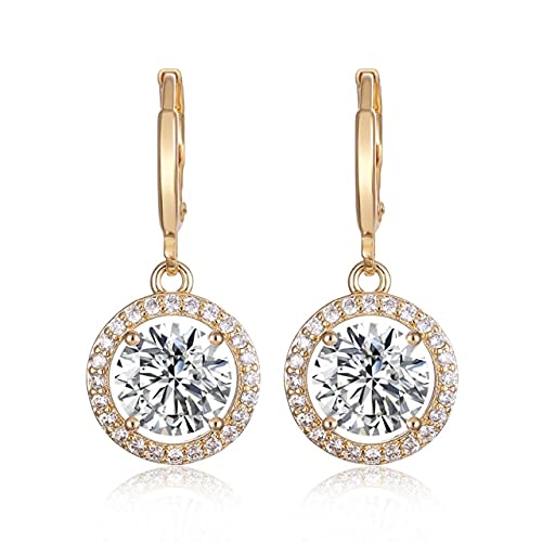 Boucles d'oreilles argent sterling anti-allergie avec grand zircon 8mm brillant